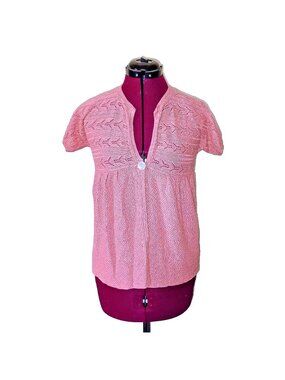 J.Jill Women’s Linen Blend Short Sleeve Cardigan Sweater Small Peach